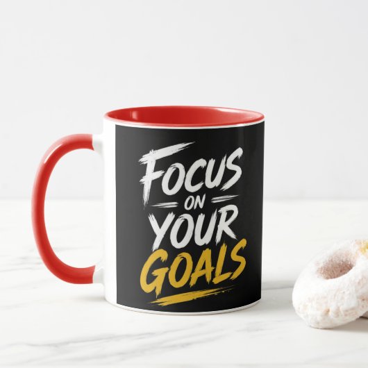 Focus op je Doelen Motiverende Typografie Mok (Met donut)