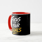 Focus op je Doelen Motiverende Typografie Mok (Voorkant links)