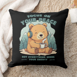 Focus op je vrede Knuffel Beer Cozy Worp Kussen