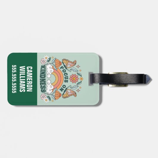 Focus op Kindness Groovy Graphic Bagagelabel (Achterkant horizontaal)