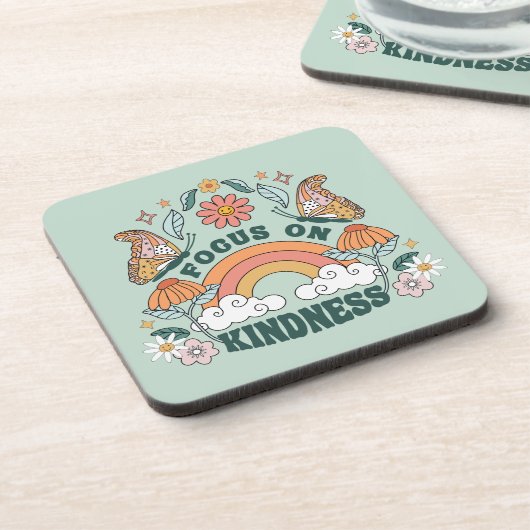 Focus op Kindness Groovy Graphic Bier Onderzetter (Linkerzijde)