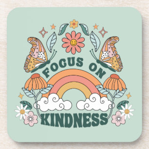 Focus op Kindness Groovy Graphic Bier Onderzetter