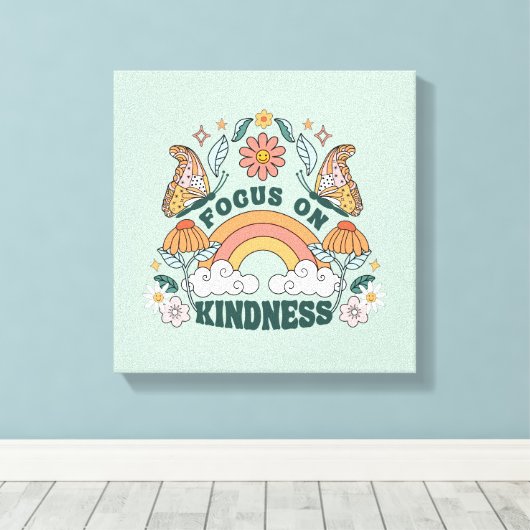 Focus op Kindness Groovy Graphic Canvas Afdruk (Insitu (Houten vloer))