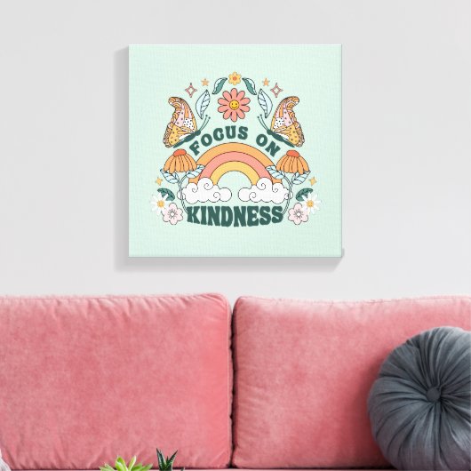 Focus op Kindness Groovy Graphic Canvas Afdruk (Insitu (Woonkamer))