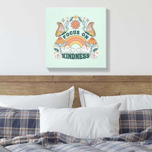 Focus op Kindness Groovy Graphic Canvas Afdruk (Insitu (Slaapkamer))