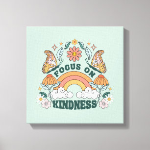 Focus op Kindness Groovy Graphic Canvas Afdruk