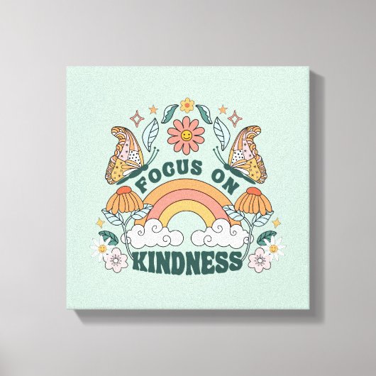 Focus op Kindness Groovy Graphic Canvas Afdruk (Voorkant)