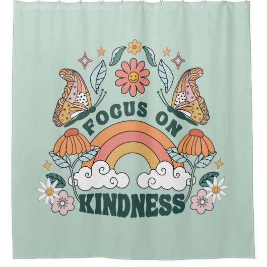 Focus op Kindness Groovy Graphic Douchegordijn (Voorkant)