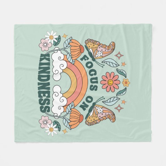 Focus op Kindness Groovy Graphic Fleece Deken (Voorkant (Horizontaal))