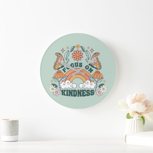 Focus op Kindness Groovy Graphic Grote Klok (Huis)