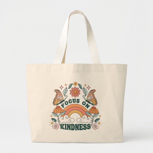 Focus op Kindness Groovy Graphic Grote Tote Bag (Voorkant)