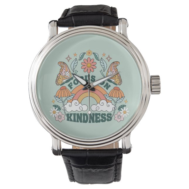 Focus op Kindness Groovy Graphic Horloge (Voorkant)
