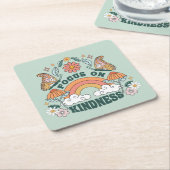Focus op Kindness Groovy Graphic Kartonnen Onderzetters (Schuin)