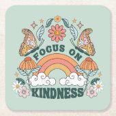 Focus op Kindness Groovy Graphic Kartonnen Onderzetters (Voorkant)
