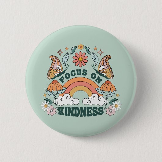 Focus op Kindness Groovy Graphic Ronde Button 5,7 Cm (Voorkant)