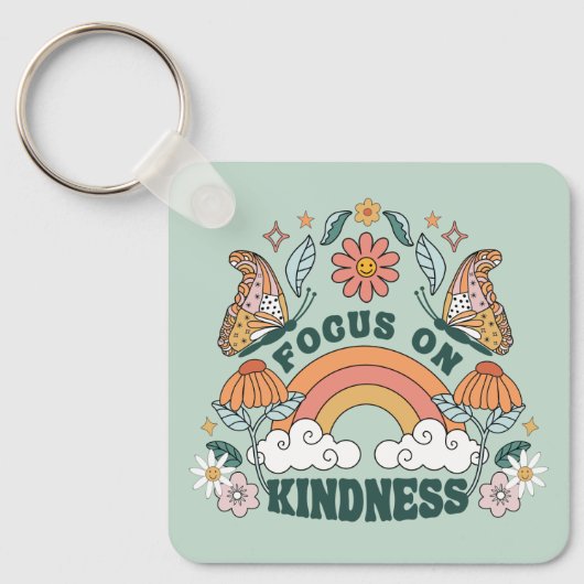 Focus op Kindness Groovy Graphic Sleutelhanger (Voorkant)