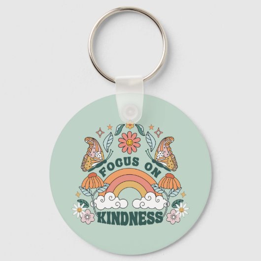 Focus op Kindness Groovy Graphic Sleutelhanger (Voorkant)