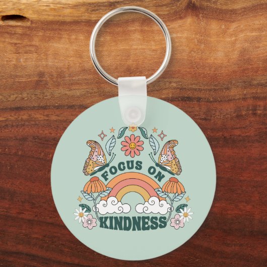 Focus op Kindness Groovy Graphic Sleutelhanger (Voorkant)