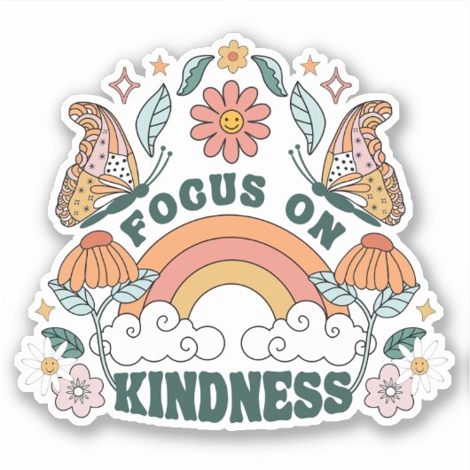 Focus op Kindness Groovy Graphic Sticker (Voorkant)