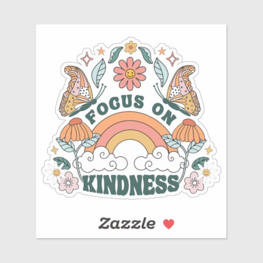 Focus op Kindness Groovy Graphic Sticker (Vel)