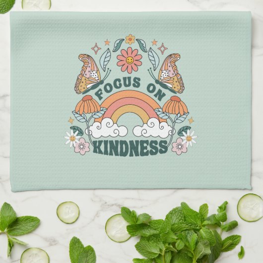 Focus op Kindness Groovy Graphic Theedoek (Gevouwen)