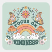 Focus op Kindness Groovy Graphic Vierkante Sticker (Voorkant)