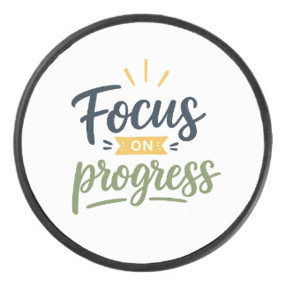 Focus Op Voortgang Motiverende Typografie Quote Hockey Puck