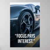 Focus Pays Interest Car Motivation Poster (Voorkant)