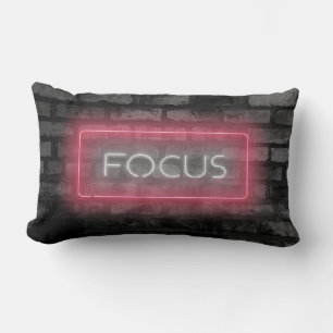 Focus Pink Neon Sign Lumbar Pillow Kussen