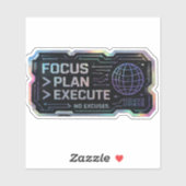 Focus Plan Uitvoeren Geen Excuses | Motiverend Sticker (Vel)