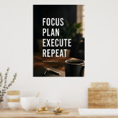 🎯 Focus Plan Uitvoeren Herhalen Succes Mentalitei Poster (Keuken)