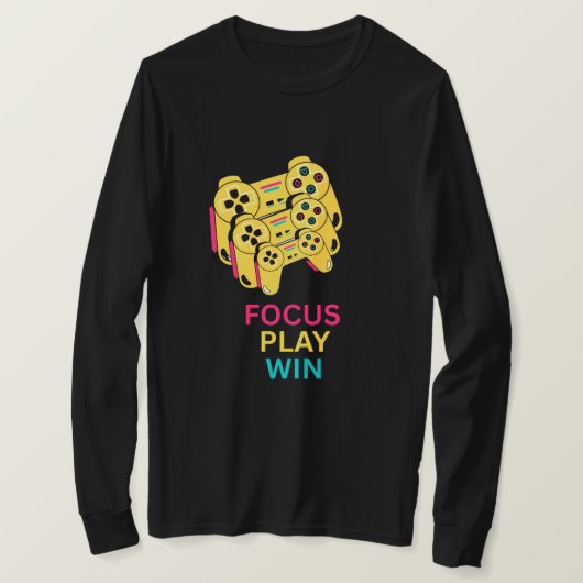 Focus Play Win Gaming Controller Art T-Shirt (Design voorkant)