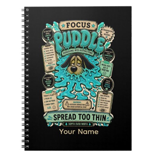 Focus Puddle Gepersonaliseerde Grappige Productivi Notitieboek (Voorkant)