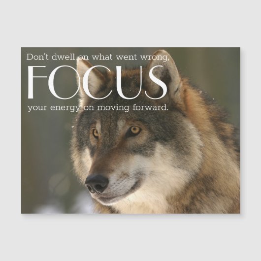 Focus Quote op Wolf Afbeelding Inspirerend Magnet (Voorkant)