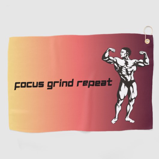 "Focus, Slijpen, Herhalen" Motiverend Golfhanddoek (Horizontaal)