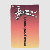 "Focus, Slijpen, Herhalen" Motiverend Golfhanddoek (Voorkant)