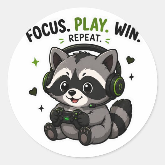 FOCUS SPEEL WIN HERHALING GAMER WASBEEN STICKER (Voorkant)