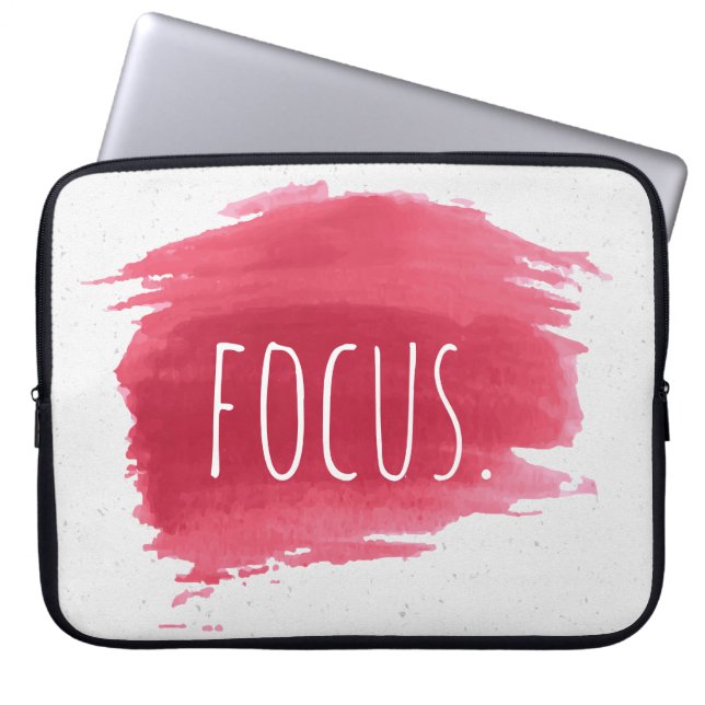 FOCUS-tekst op rode verf Laptop Sleeve (Voorkant)