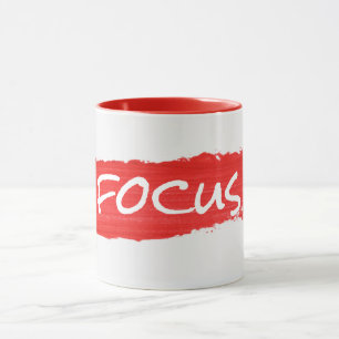 FOCUS-tekst op rode verf Mok