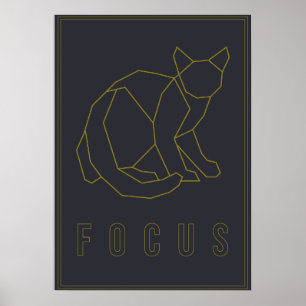 Focusbevestiging poster van een gele origami cat