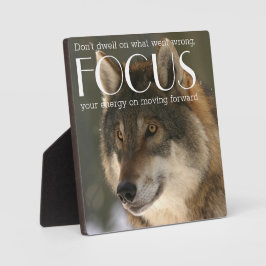 Focuscitaat over Wolfbeeld-aanmoediging Fotoplaat