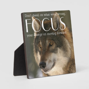 Focuscitaat over Wolfbeeld-aanmoediging Fotoplaat