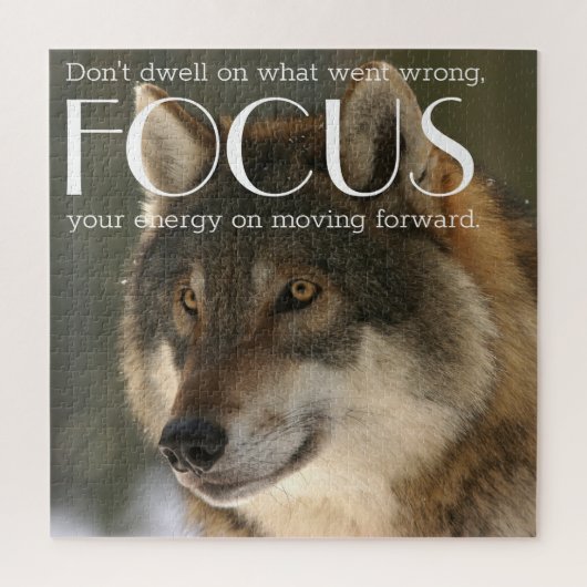 Focuscitaat over Wolfbeeld-aanmoediging Legpuzzel (Verticaal)