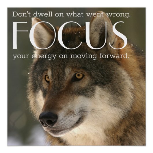 Focuscitaat over Wolfbeeld-aanmoediging Perfect Poster (Voorkant)