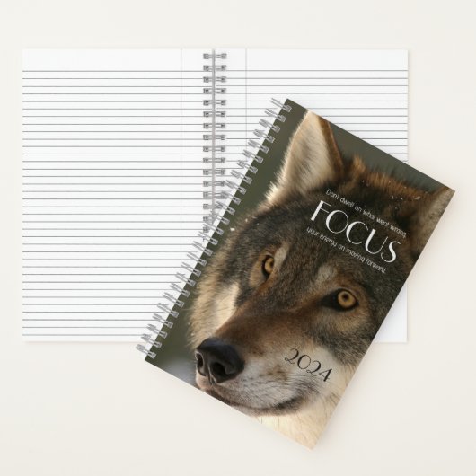 Focuscitaat over Wolfbeeld Inspiratie Notitieboek (Binnen)