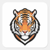 Focused Tiger Illustration Vierkante Sticker (Voorkant)