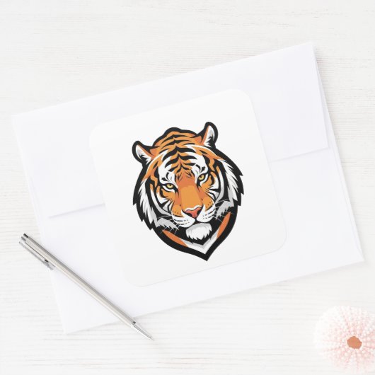 Focused Tiger Illustration Vierkante Sticker (Envelop)