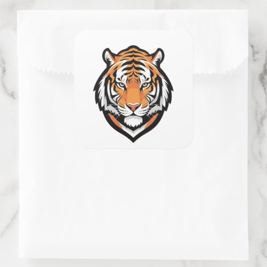 Focused Tiger Illustration Vierkante Sticker (Tas)