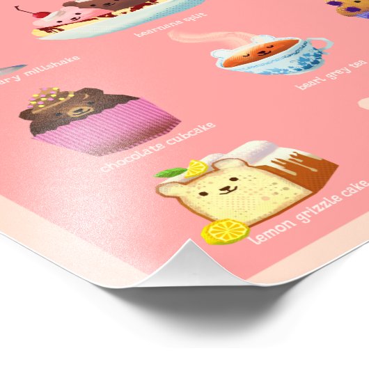 Fodie beren menu art print foto afdruk (Hoek)