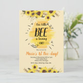 Foe Zonnebloem 1e Birthday Party Invitation Kaart (Staand voorkant)